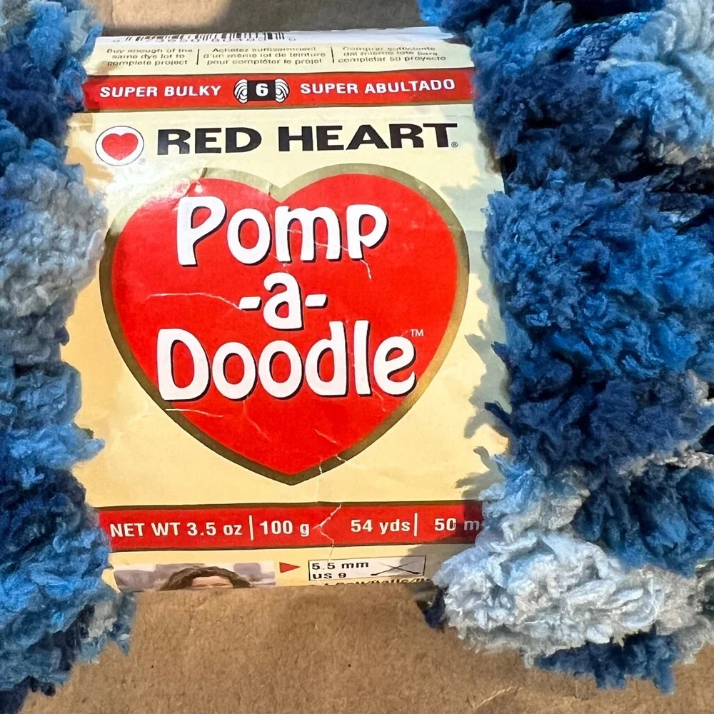 Red Heart 3.5oz Pomp-a-Doodle Yarn Shoreline Blue Super Bulky 6 E765